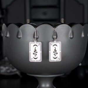 Pendientes de carta del tarot, pendientes colgantes celestiales, joyas de serpiente para mujer, enhebradores de cadena de plata de ley, regalo de cumpleaños de bruja