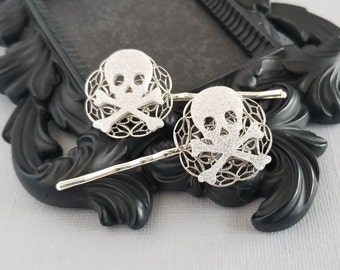 Resin Cameo 40x30mm Black Red Pirate Skull cross bones Skeleton 306x