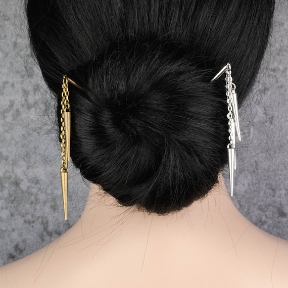 Spike Chain Hair Stick Edgy Hair Accessory Dangle Hair - Etsy Spike Chain Hair Stick Edgy Hair Accessory Dangle Hair - Etsy