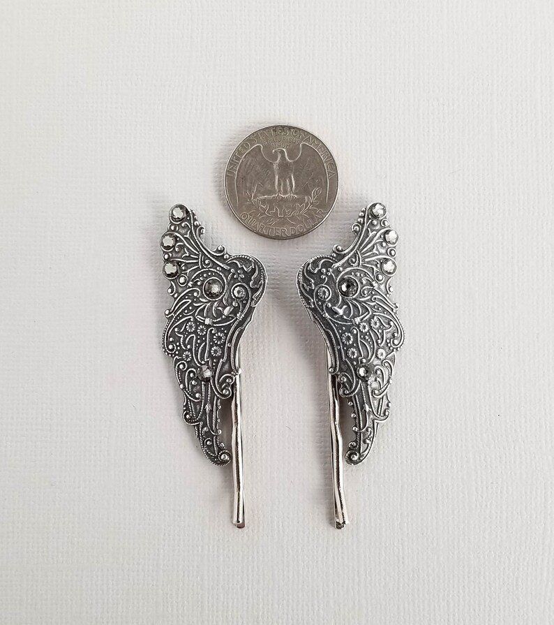 Silver Angel Wing Hair Pins Rhinestone Hair Jewelry Etsy