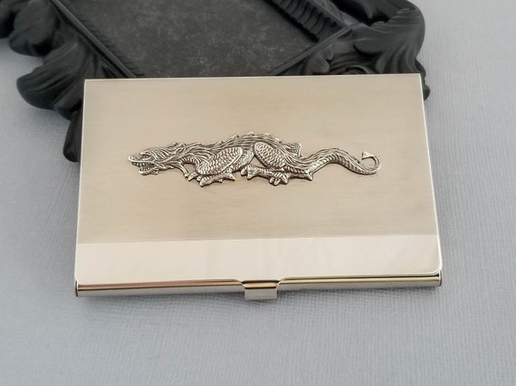 silver business card holder for men