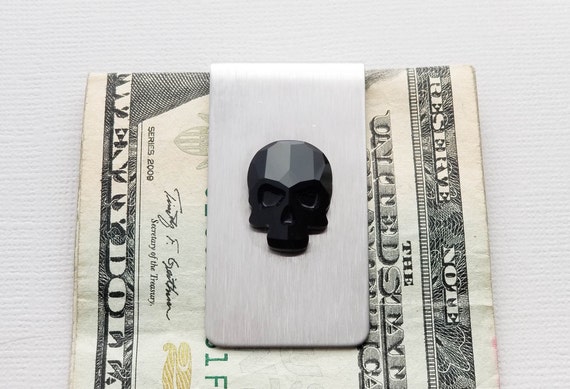 Metal Money Clip Cash Bills Credit Card Metal Holder Skull D 20