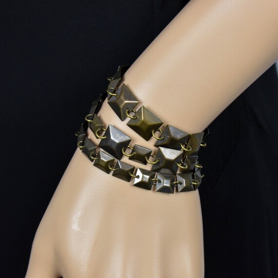 Pyramid Spike Bracelet Punk Rock Bracelet Geometric Jewelry Rustic Accessory Stacking Layering Bracelets Industrial Birthday Gift Etsy