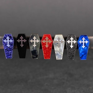 Coffin Magnet with Engraved Gothic Cross