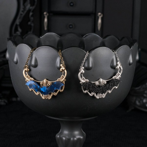 Collier chauve-souris, bijoux vampire victorien, pendentif style vintage, bijoux animaux nocturnes, accessoire de costume d'Halloween, cadeau de saison effrayante