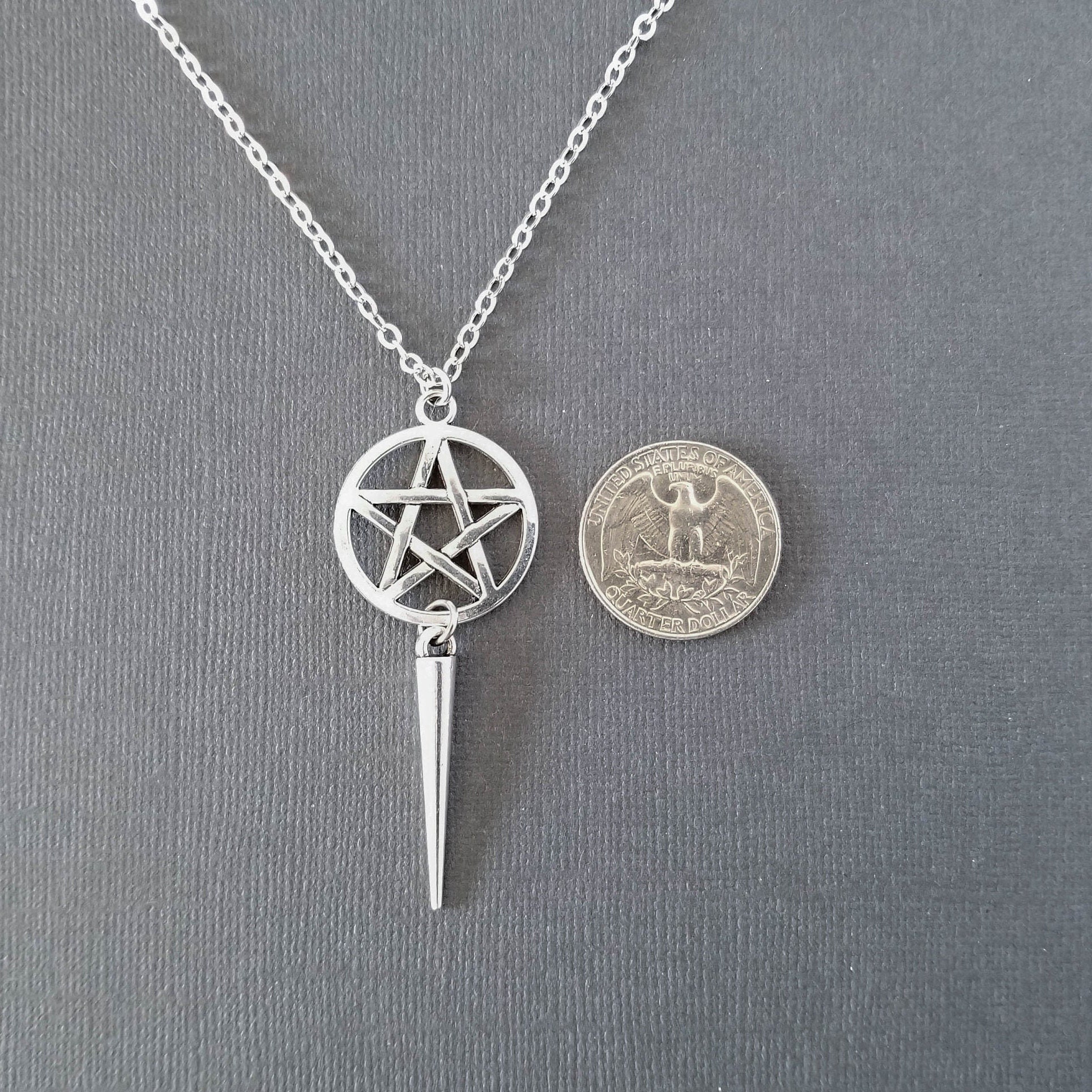 Pentagramma Luna Fase Collana E Orecchini Wicca, Pagan, Strega - Foto 7