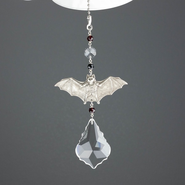 Bat Ceiling Fan Pull, Gothic Home Decor, Flying Fox Window Sun Catcher, Silver or Brass Lamp Pull, Crystal Light Pull, Victorian Chain Pull