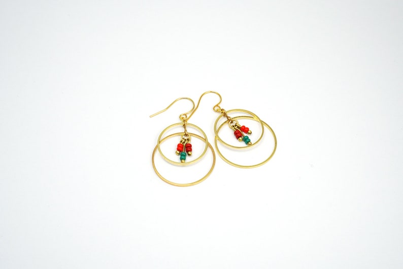 Gilded earrings two circles, three colors image 5