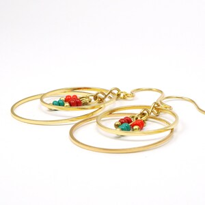 Gilded earrings two circles, three colors image 2