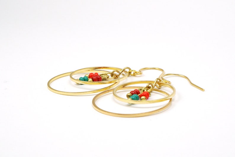 Gilded earrings two circles, three colors image 2