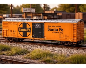 Athearn HO Scale Santa Fe Orange Boxcar 50ft Outside Braced Freight Car Railroads and