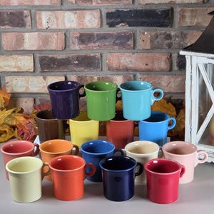 Fiesta O Shaped Handle Mugs Assorted Bright Colors Vintage Homer Laughlin Ceramic Coffee Cups  Kitchen Decor Retro Fiestaware