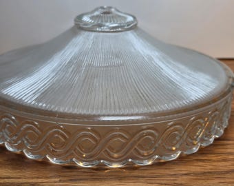 White Swirl Glass Light Fixture Shade | Replacement Flush Mount Ceiling Globe | Scalloped Edge Retro Glass 11 inch