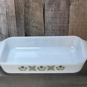 Vintage Anchor Hocking Meadow Green Brownie Pan Fire King Rectangle Baking Dish 1970s Kitchen