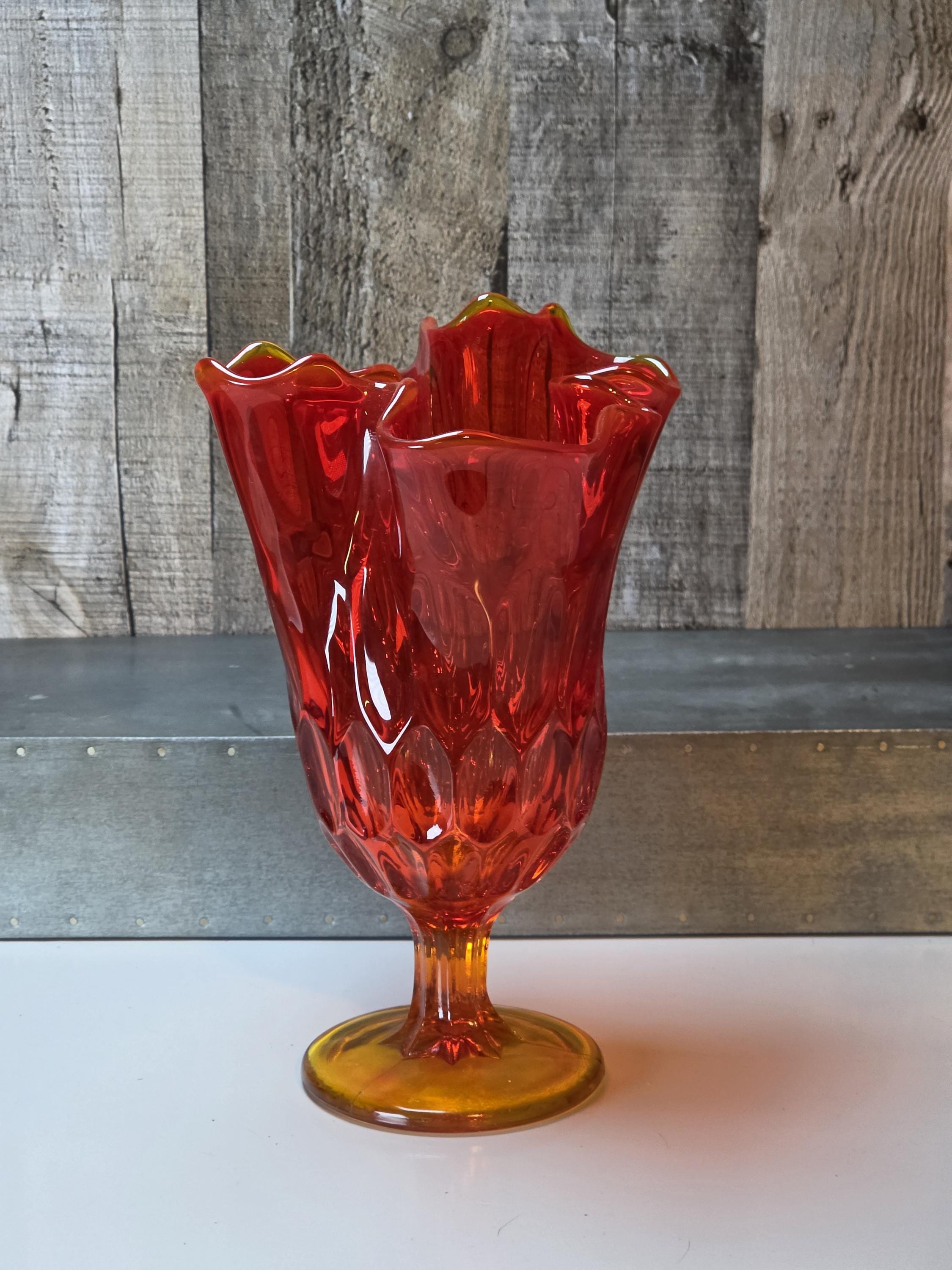 Retro Glass Vases Red Art Deco - Etsy