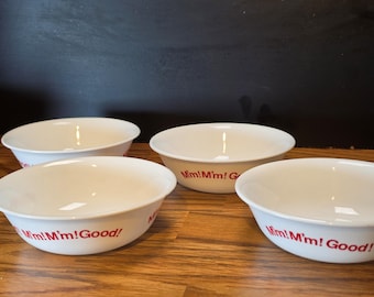 Campbell's Soup Corelle Bowls | M'm! M'm! Good! Red Rimmed Soup/Cereal Bowls, Set of 4