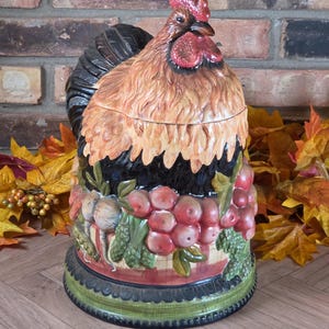 Tracy Porter Stonehouse Farm Rooster Ceramic Cookie Jar / Canister French Country