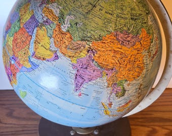 Replogle Stereo Relief Globe | USSR & Trucial States Map | Mid-Century Cold War Era Decor | 12-Inch Raised Relief Vintage 1960s