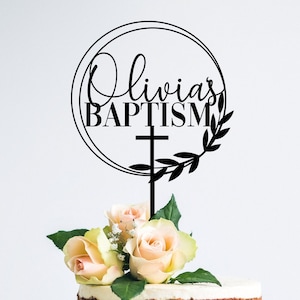 Name with Cross Baptism Custom Cake Topper Style 6 - Christening Cake Toppers - Custom Cake Toppers