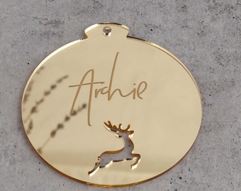 Personalized Christmas Bauble: Acrylic Reindeer Ornament