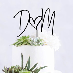 Modern Custom Initials with Heart Wedding Cake Topper - Engagement Toppers - Custom Wedding Toppers