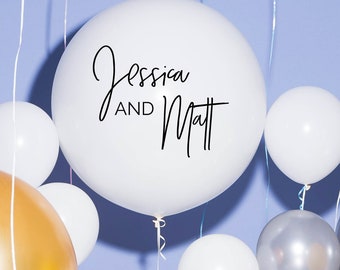 Personalised Wedding Balloon Decal - Style 2 -  Custom Engagement Balloon & Decal - DIY Engaged Decoration - Couples Names Balloon