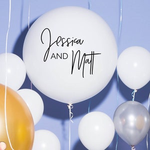 Personalised Wedding Balloon Decal - Style 2 -  Custom Engagement Balloon & Decal - DIY Engaged Decoration - Couples Names Balloon