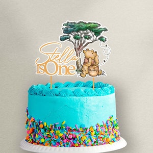 Unofficial Winnie The Pooh + 6 Bees + Number + +plaque +Pot Edible Cake  Topper