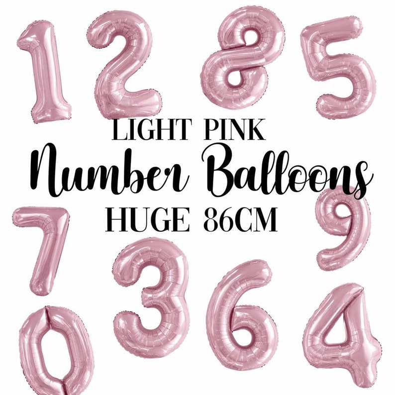 Light Pink Foil Number Balloon 86cm Giant Foil Balloons Etsy