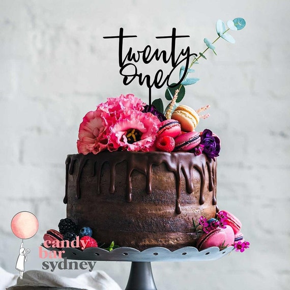 Atelier Elegance ANY NAME Happy 21st Birthday Cake Topper Custom Birthday Cake Topper 21 