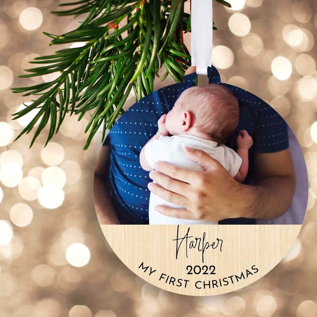 Personalised Baby First Christmas Photo Bauble - Christmas Tree ...