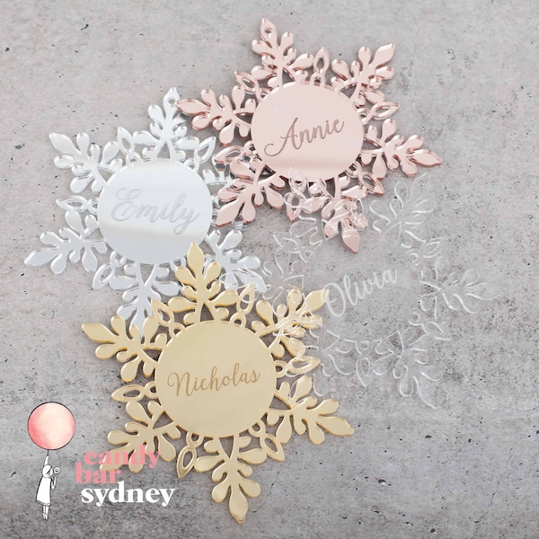 Custom Engraved Hanging Snowflake Decoration - Personalised Christmas Decorations