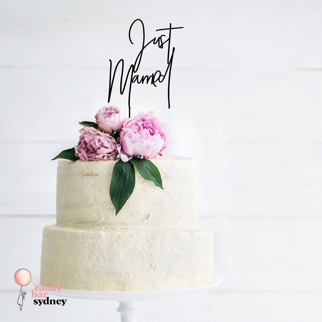 Just Married Cake Topper Modern Script Custom Cake Toppers - Etsy