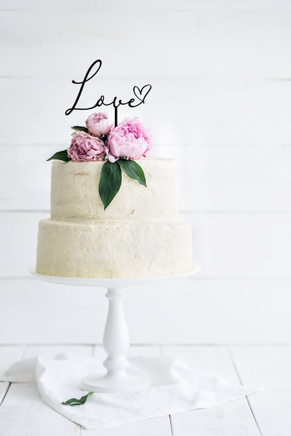 Acrylic Rose Gold Mirror Engagement Wedding Cake Topper swirl Love 