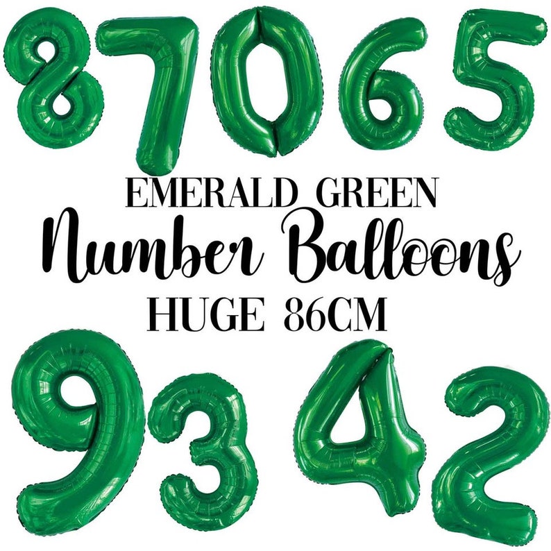 Emerald Green Foil Number Balloon 86cm Giant Foil Balloons Etsy