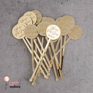 Personalised Drink Stirrers Style 5 - Custom Wedding Gifts - Acrylic Drink Stirrer Swizzle Sticks