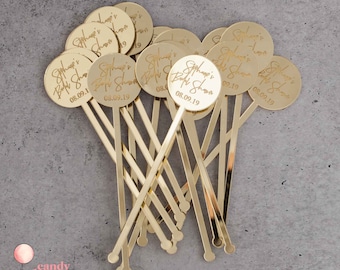 Custom Acrylic Drink Stirrers Style 5 | Personalised Swizzle Sticks for Weddings & Events