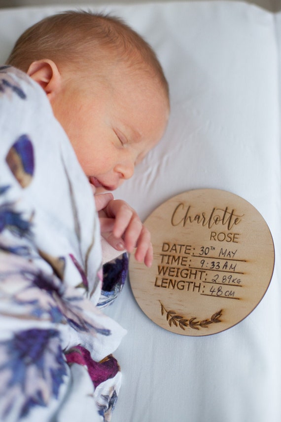 Timber baby announcement disc. Timber baby announcement disc.