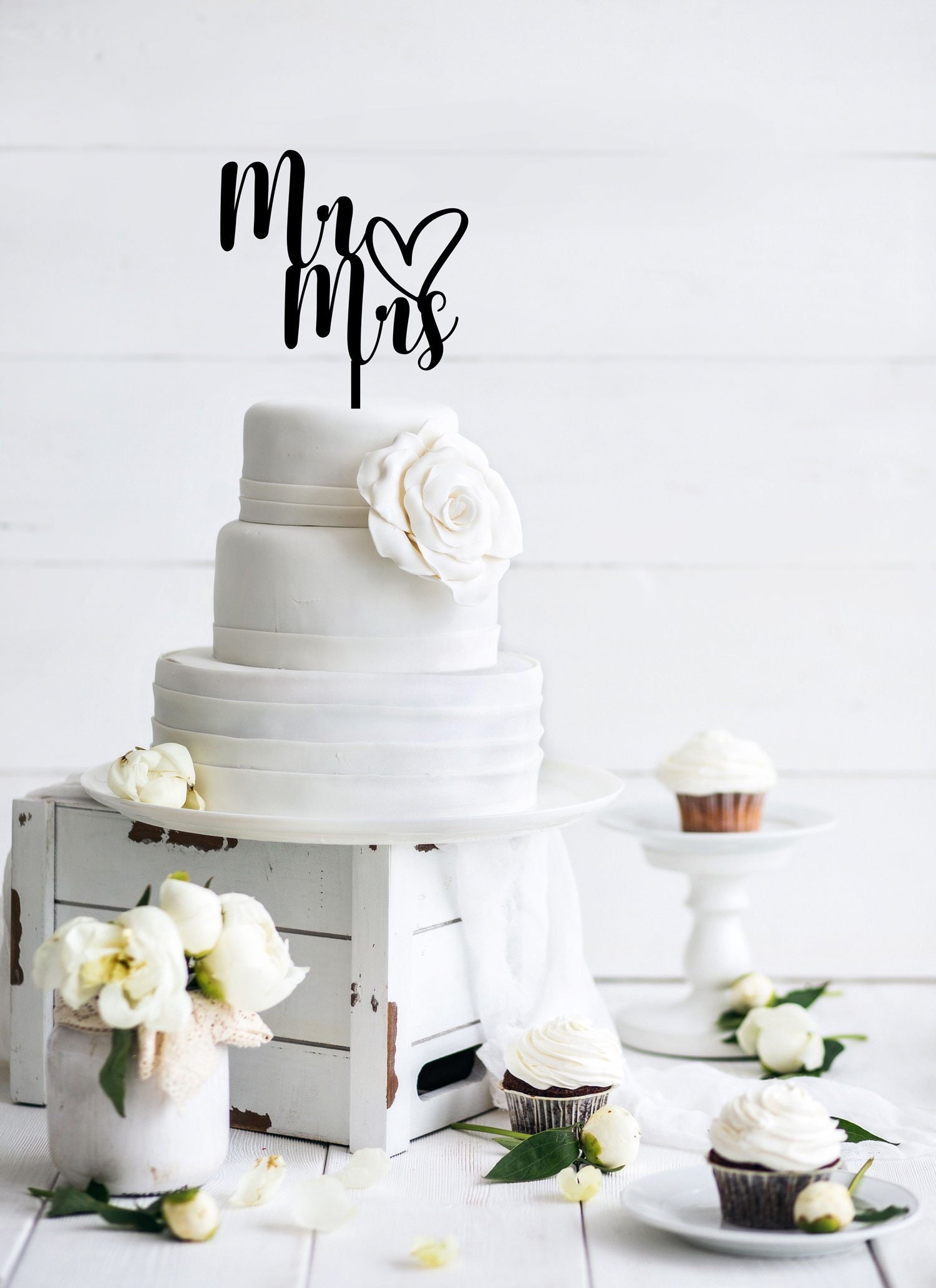 Cake topper mariage personnalisé Mr & Mme - Décoration Wedding Cake