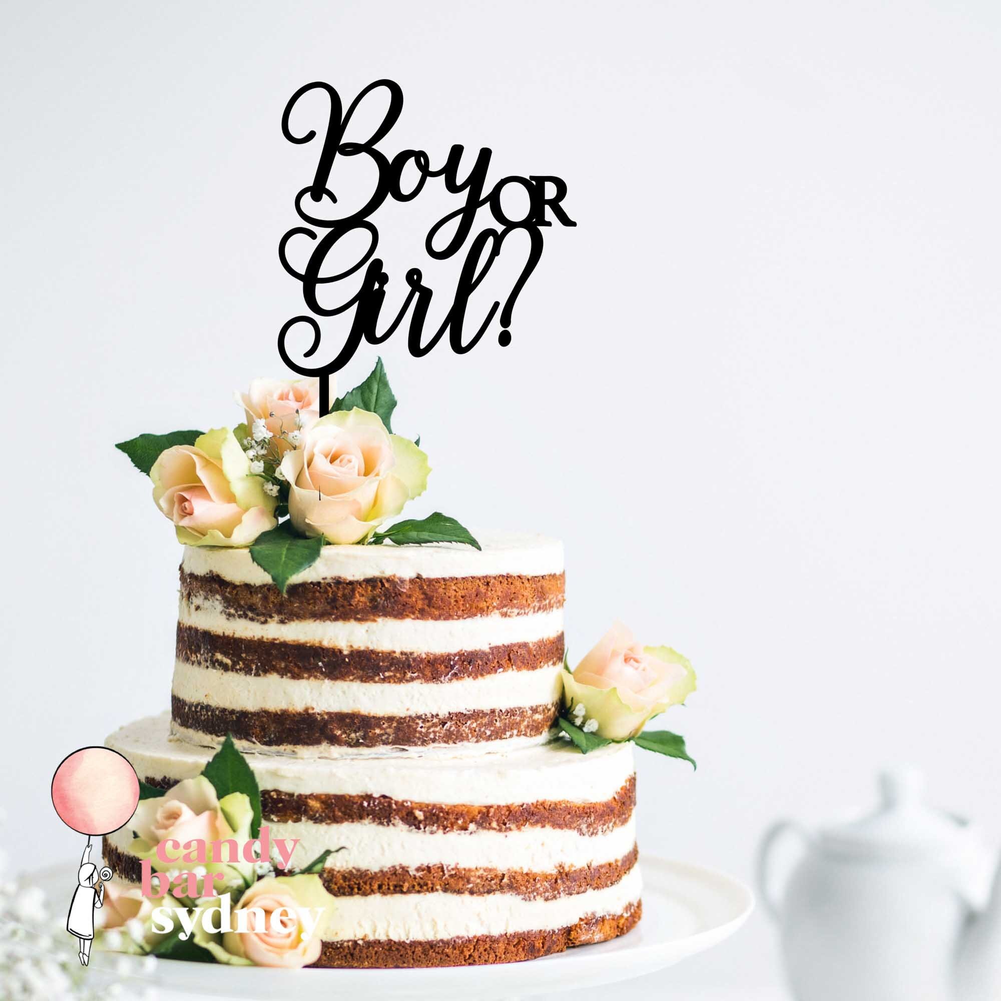 Gender Reveal Cake Topper Boy or Girl Baby Shower Personalized Baby