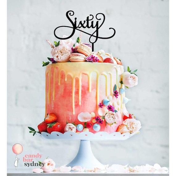 Sixty 60th Birthday Cake Topper Style 1 60th Birthday Etsy