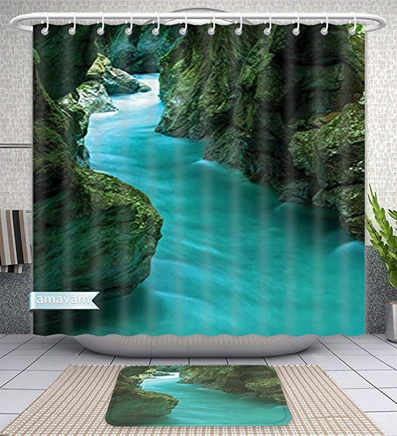 D Asia S Water Caves Nature Scenery Shower Curtains Etsy