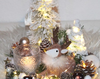 Weihnachts-Tisch-Gesteck "süßes HIRSCHLEIN"
