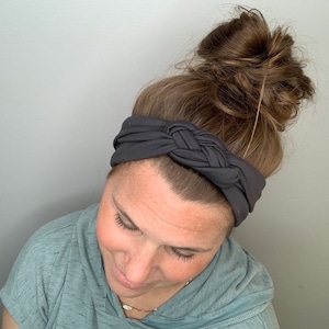 Sailor Knot Headband, Knot Headband, Women&#39;s Headband, Head Wrap, headband, charcoal gray, gray