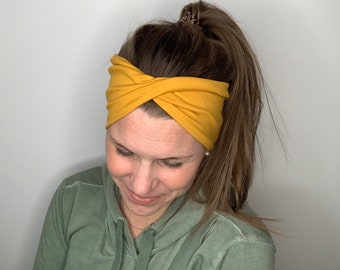 Twist Headband, Twisted Headband, Women's Headband, Head Wrap, Thick Headband, Turban, Girl headbands, mustard yellow, yellow