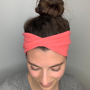 Twist Headband, Twisted Headband, Women&#39;s Headband, Head Wrap, Thick Headband, Turban, Girl headbands, coral