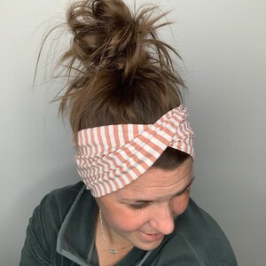 Twist Band, Twisted headband, Thick bands, turban, head wrap, big headbands, headbands, Twist headbands, Dusty rose, pink, striped