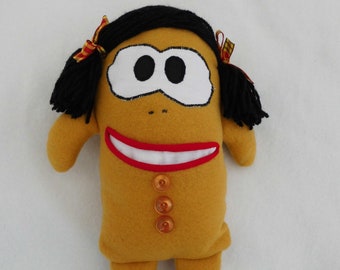 Sorrowful aunt, worry doll, comforter doll, with belly bag, 38 x 18 cm