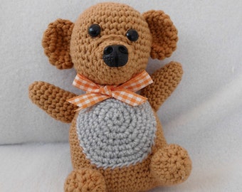 Teddy, bear, crocheted wool, handmade, 16 x 20 cm