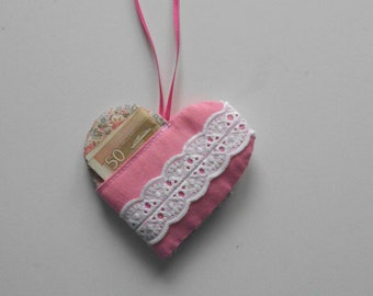 Gift, gift pendant, money heart, Heart